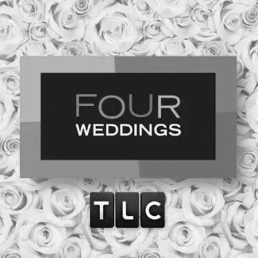 A black and white picture of four weddings