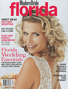 A woman in a white dress is on the cover of florida magazine.